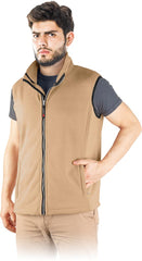 MEN'S WINDPROOF FLEECE VEST WITH FULL ZIP AND STAND-UP COLLAR