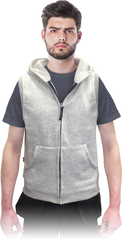 HOODED WORK VEST IN COTTON-POLY BLEND WITH ZIP AND POCKETS