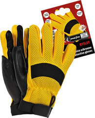 GANTS RENFORCÉS EN CUIR DE CHÈVRE ET TISSU MESH JAUNE