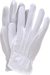 COTTON PROTECTIVE GLOVES WITH TRIPLE SEAMS AND WRIST RUCHING