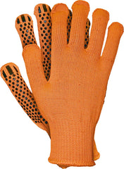 DURABLE POLYESTER & ACRYLIC WORK GLOVES WITH PVC GRIP
