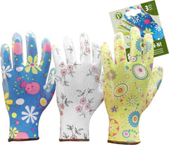 WOMEN'S NITRILE-COATED MULTICOLOR FLEXIBLE GLOVES, 3-PAIR PACK