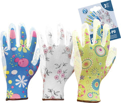 WOMEN'S FLEXIBLE POLYURETHANE-COATED POLYESTER GLOVES, COLORFUL MIX