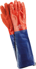 DŁUGIE RĘKAWICE OCHRONNE PVC Z NAKROPIONĄ POWIERZCHNIĄ CHWYTU