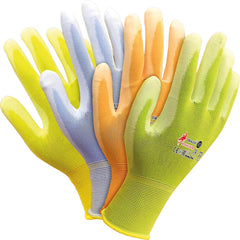 MULTI-COLOR WOMEN'S NYLON SAFETY GLOVES WITH POLYURETHANE COATING