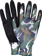 LATEX-COATED POLYESTER SAFETY GLOVES WITH RIBBED CUFFS