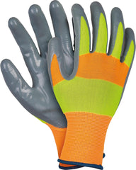RĘKAWICE OCHRONNE NITRYLOWE FLUORESCENCYJNE Z POLIESTRU