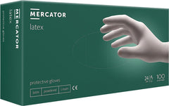 MERCATOR MEDICAL LATEX GLOVES, POWDERED, 100-PACK, FOOD-SAFE & VERSATILE