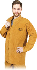 HEAVY-DUTY COWHIDE LEATHER WELDING JACKET WITH KEVLAR PROTECTION