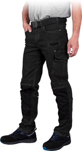 JEANSOWE SPODNIE ROBOCZE Z WZMOCNIENIAMI CORDURA I ODBLASKAMI