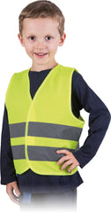 KAMIZELKA OSTRZEGAWCZA DLA DZIECI Z PASKAMI ODBLASKOWYMI