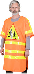 SICHERHEITSWARNSCHUTZMANTEL MIT REFLEKTIERENDEN STREIFEN UND STOP-SCHRIFTZUG