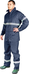 HIGH-VISIBILITY MEN'S RAIN SUIT WITH REFLECTIVE STRIPS, EN343/EN ISO 20471 CERTIFIED