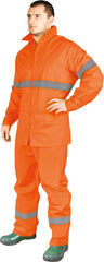 HIGH-VISIBILITY MEN'S RAIN SUIT WITH REFLECTIVE STRIPS, EN343/EN ISO 20471 CERTIFIED