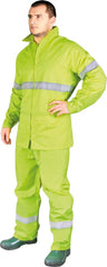 HIGH-VISIBILITY MEN'S RAIN SUIT WITH REFLECTIVE STRIPS, EN343/EN ISO 20471 CERTIFIED