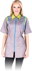 WOMEN'S SHORT-SLEEVED UTILITY APRON WITH ZIP AND POCKETS