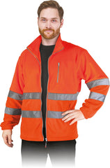HIGH-VISIBILITY FLEECE JACKET WITH REFLECTIVE STRIPES, 100% POLYESTER