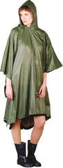 HOODED RAIN PONCHO, SNAP-FASTENED PVC RAINWEAR FOR OUTDOOR PROTECTION