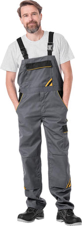 MEN'S HIGH-VISIBILITY WORK BIB PANTS WITH MULTIPLE POCKETS