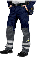 HIGH-VISIBILITY WORK PANTS WITH KNEE PAD POCKETS AND REFLECTIVE STRIPS