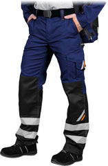 HIGH-VISIBILITY WORK PANTS WITH KNEE PAD POCKETS AND REFLECTIVE STRIPS