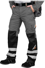 HIGH-VISIBILITY WORK PANTS WITH KNEE PAD POCKETS AND REFLECTIVE STRIPS