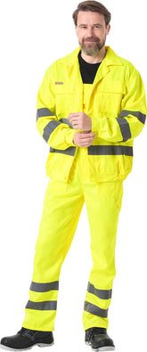 KOMPLET OSTRZEGAWCZY: BLUZA I SPODNIE Z PASKAMI ODBLASKOWYMI