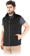 MEN'S WINDPROOF FLEECE VEST WITH FULL ZIP AND STAND-UP COLLAR
