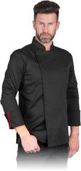 BLUZA KUCHARSKA MĘSKA Z DŁUGIM RĘKAWEM, ZATRZASKI, 60% BAWEŁNA