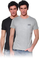 2-PACK MEN'S COTTON T-SHIRTS IN BLACK & GRAY, CLASSIC FIT
