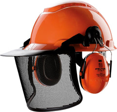 3M SAFETY HELMET WITH MESH FACE SHIELD AND EAR MUFFS