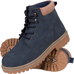 POWDER PINK LACE-UP ANKLE BOOTS WITH PVC SOLE