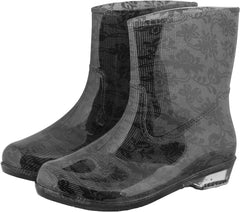 FLORAL PATTERN ANKLE-LENGTH PVC WOMEN'S BOOTS – WATER RESISTANT