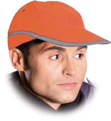 HIGH-VISIBILITY SAFETY CAP WITH REFLECTIVE STRIP AND VELCRO CLOSURE