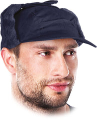 INSULATED WINTER EAR-FLAP CAP WITH HARDENED PEAK