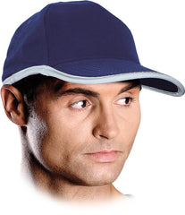REFLECTIVE SAFETY COTTON CAP WITH STIFFENED PEAK AND VELCRO FASTENING