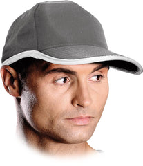 REFLECTIVE SAFETY COTTON CAP WITH STIFFENED PEAK AND VELCRO FASTENING