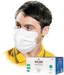 3-LAYER DISPOSABLE MEDICAL FACE MASKS WITH NOSE CLIP - PACK OF 50