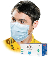 3-LAYER DISPOSABLE MEDICAL FACE MASKS WITH NOSE CLIP - PACK OF 50