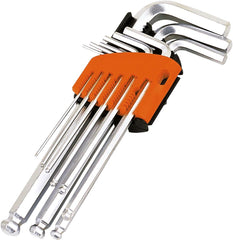 9-PIECE CR-V STEEL ALLEN WRENCH SET WITH SPHERICAL & HEX ENDS