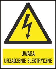 OSTRZEŻENIE: URZĄDZENIE ELEKTRYCZNE - ZNAK SAMOPRZYLEPNY 74X105