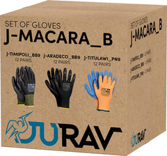 JURAV MULTIPURPOSE PROTECTIVE GLOVE SET - POLYURETHANE & LATEX COATED
