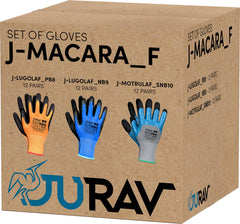 JURAV LATEX-COATED POLYESTER PROTECTIVE GLOVES SET - 36 PAIRS