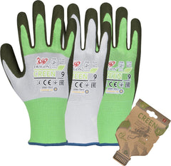 ECO-FRIENDLY LATEX FOAM COATED WORK GLOVES, 3-PAIR PACK, OEKO-TEX CERTIFIED