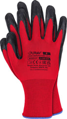 FLEXIBLE LATEX-COATED POLYESTER GLOVES FOR PRECISION WORK