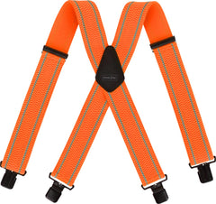 HIGH-VISIBILITY WORK SUSPENDERS WITH STEEL CLASPS AND ADJUSTABLE LENGTH
