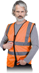 GILET DE SÉCURITÉ REIS POUR HOMMES, POLYESTER, FERMETURE ÉCLAIR, NORME ISO 20471