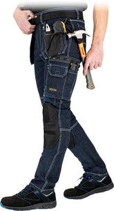 JEANSOWE SPODNIE ROBOCZE MĘSKIE Z WZMOCNIENIAMI CORDURA