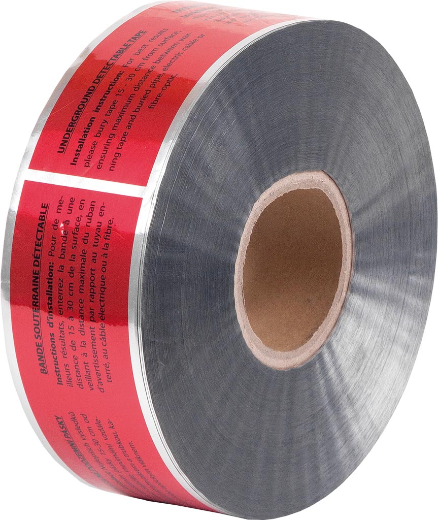 TAŚMA OSTRZEGAWCZA WYKRYWALNA METALAMI, POLIETYLEN/ALUMINIUM, 300M X 75MM