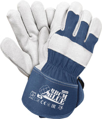 HEAVY-DUTY COWHIDE LEATHER WORK GLOVES WITH REINFORCED ABRASION RESISTANCE